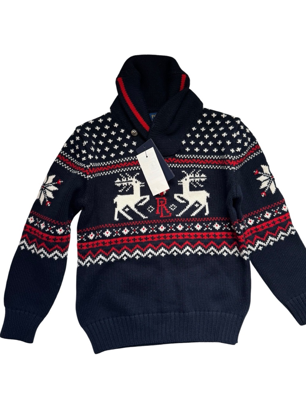 NWT Polo Ralph Lauren Kids Fair Isle Reindeer Collar Sweater